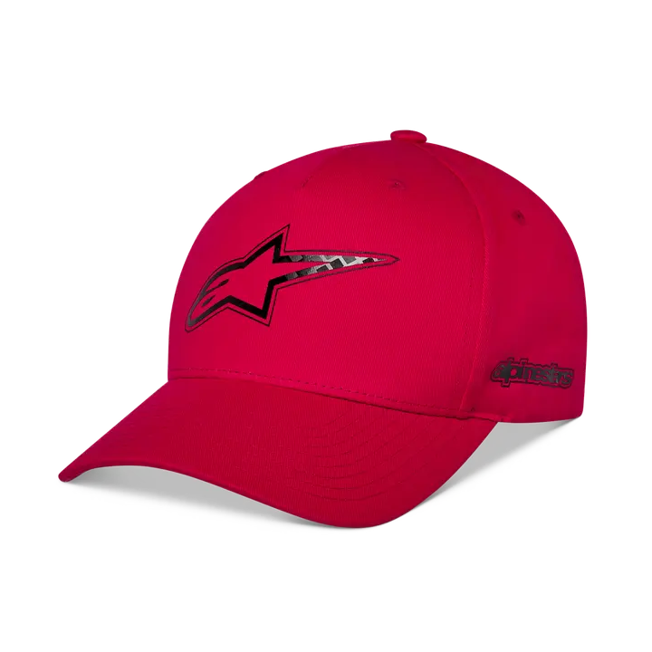 Casquette Alpinestars snapback carbon fiber rouge | Oxmoto