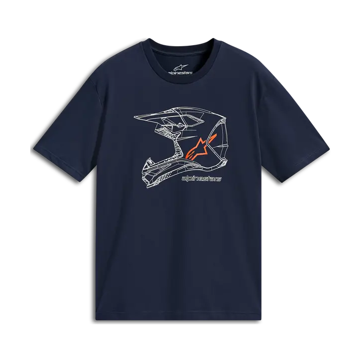 T-shirt Alpinestars mx helmet csf bleu marine | Oxmoto