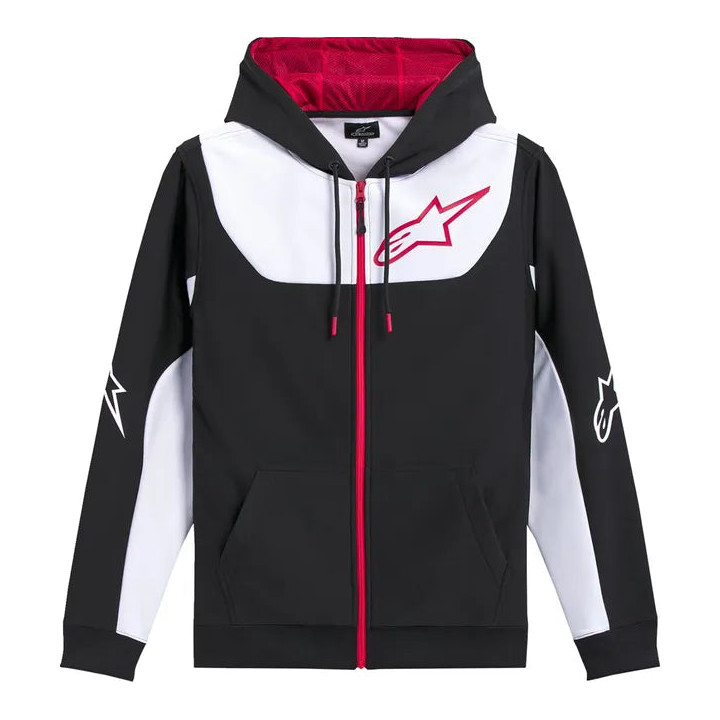 Sweat Alpinestars sessions v3 à capuche zippé noir/blanc/rouge