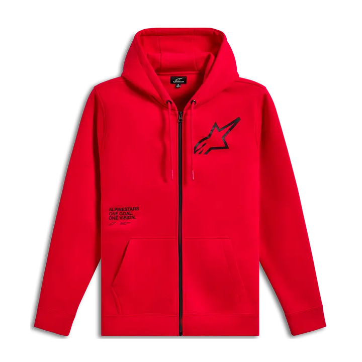 Sweat Alpinestars zippé transverse rouge | Oxmoto