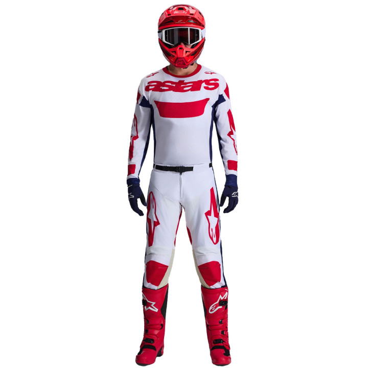 Tenue Alpinestars Racer RIWAY blanc/bleu/rouge | Oxmoto
