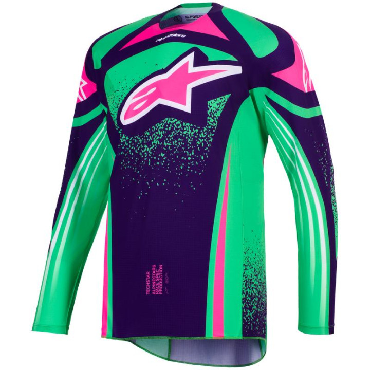 Tenue Alpinestars Techstar NOMUR violet/vert/rose | Oxmoto