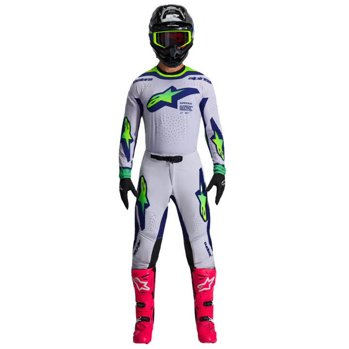 Tenue Alpinestars Supertech VISTA gris/jaune/bleu | Oxmoto