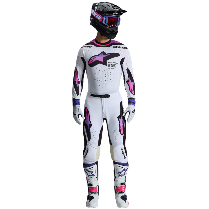 Tenue Alpinestars Supertech AFD Vista blanc/violet | Oxmoto