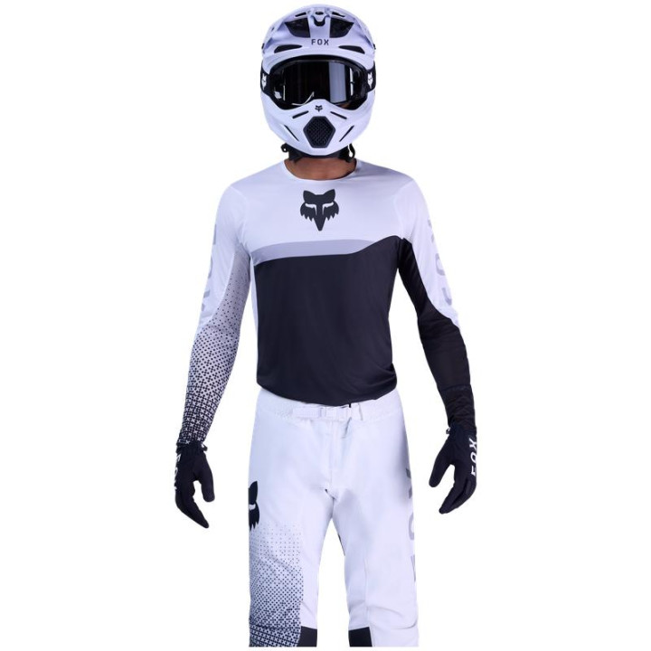 Tenue FOX Flexair Fracture blanc/noir | Oxmoto