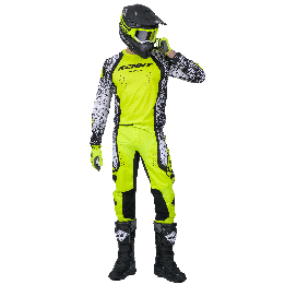 Tenue KENNY Force Pixel blanc/jaune fluo | Oxmoto