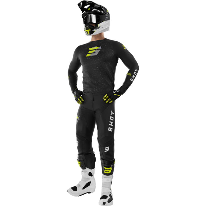 Tenue SHOT Contact Speck noir/jaune fluo | Oxmoto