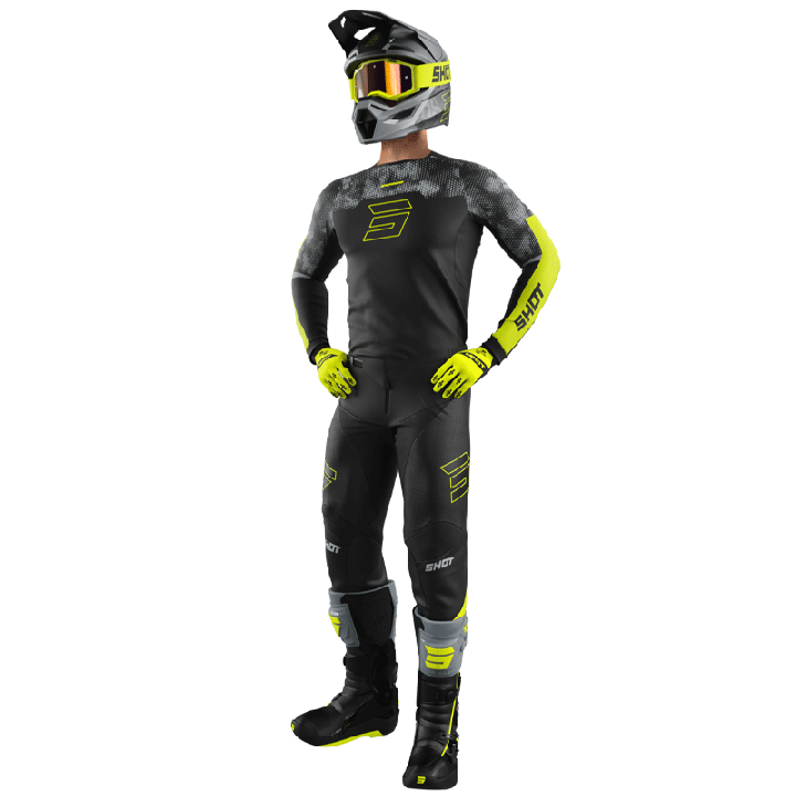 Tenue SHOT contact Patrol noir/jaune | Oxmoto