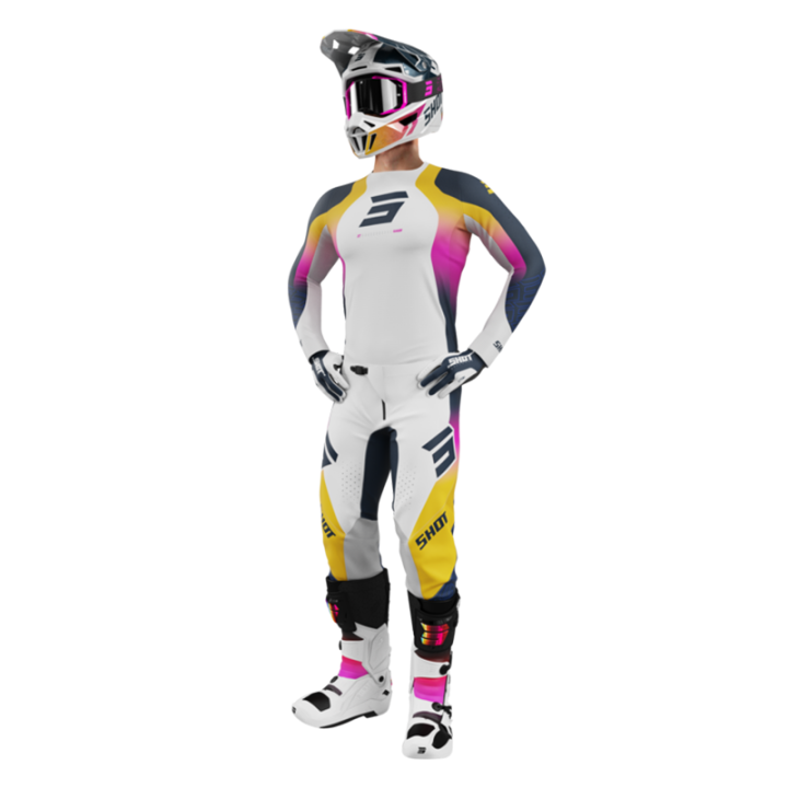 Tenue SHOT Aerolite Ultra bleu/orange/rose | Oxmoto