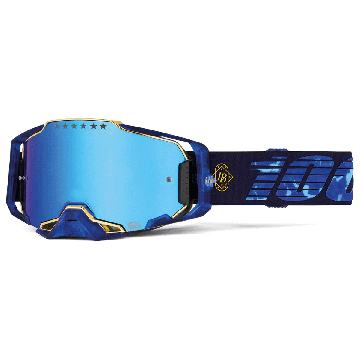 Lunettes 100% armega le bruni signature bleu/or | Oxmoto