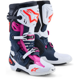 Bottes Alpinestars tech 10 supervented bleu/blanc/rose