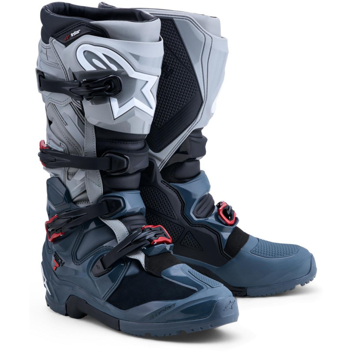 Bottes Alpinestars tech 7 enduro drystar gris/rouge | Oxmoto