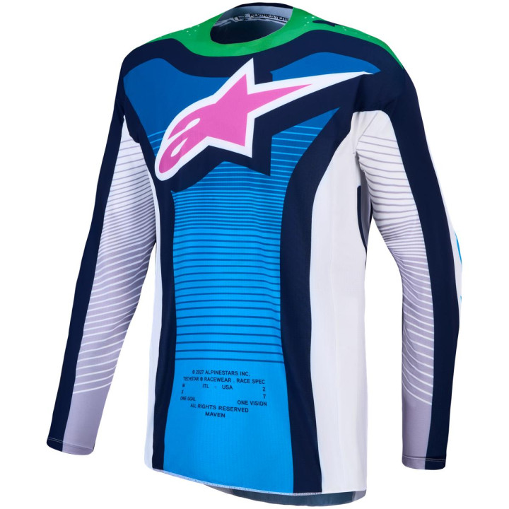 Maillot Alpinestars techstar maven blanc/bleu | Oxmoto