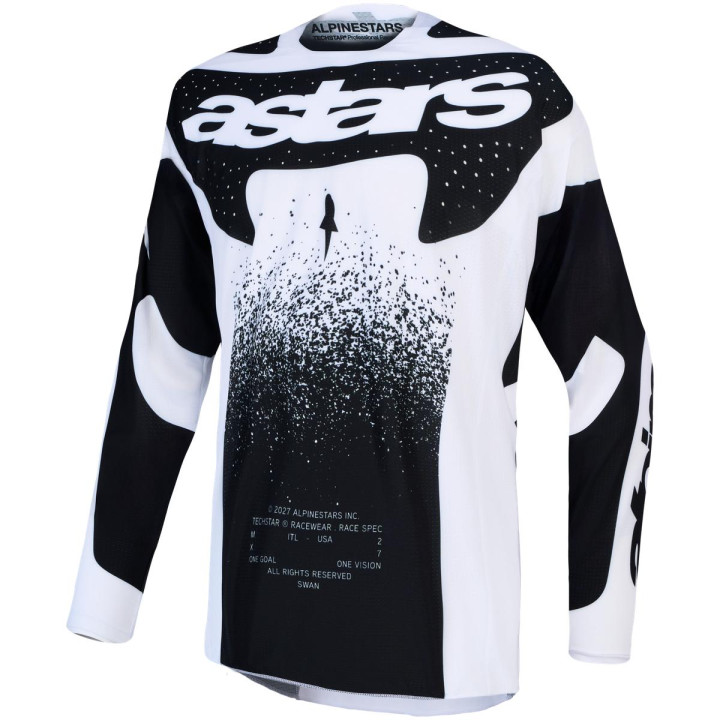Maillot Alpinestars techstar swan blanc/noir | Oxmoto