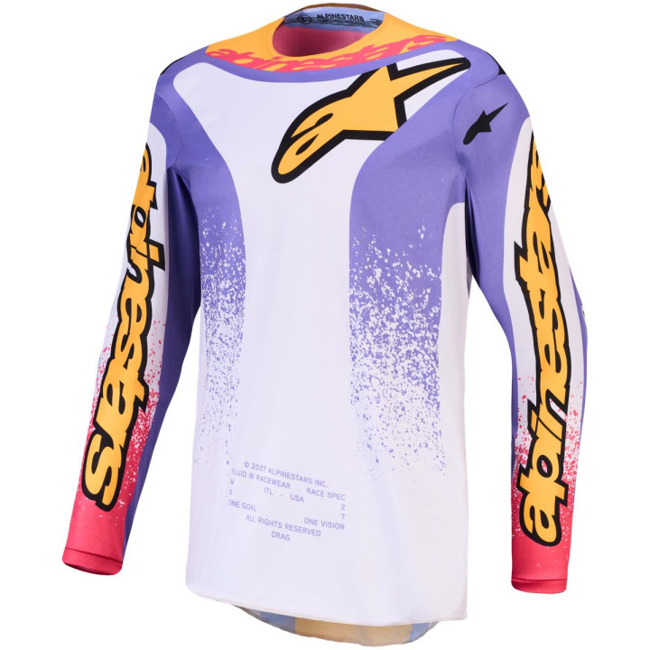 Maillot Alpinestars fluid drag violet/jaune | Oxmoto