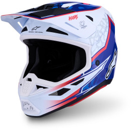 Casque Alpinestars s-m7 blaster blanc/bleu | Oxmoto