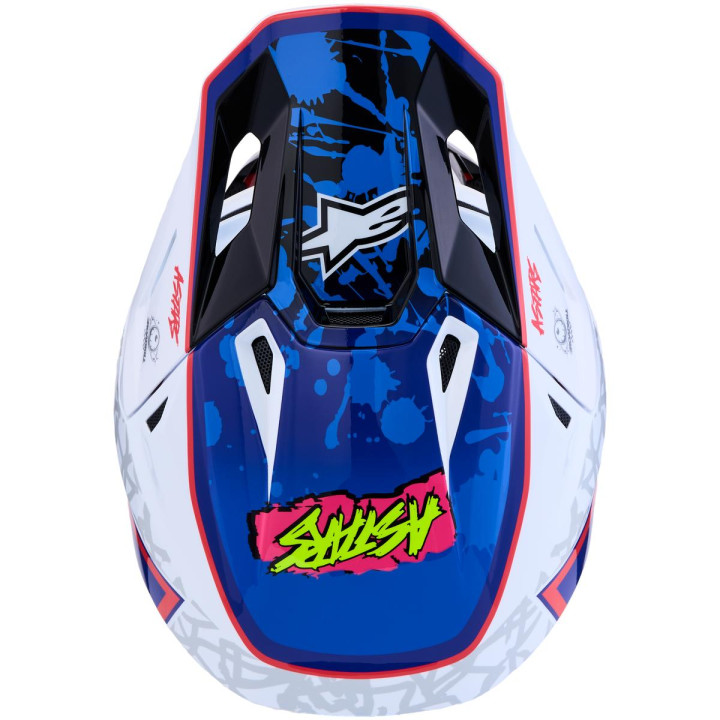 Casque Alpinestars s-m7 blaster blanc/bleu | Oxmoto