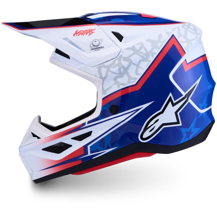 Casque Alpinestars s-m7 blaster blanc/bleu | Oxmoto