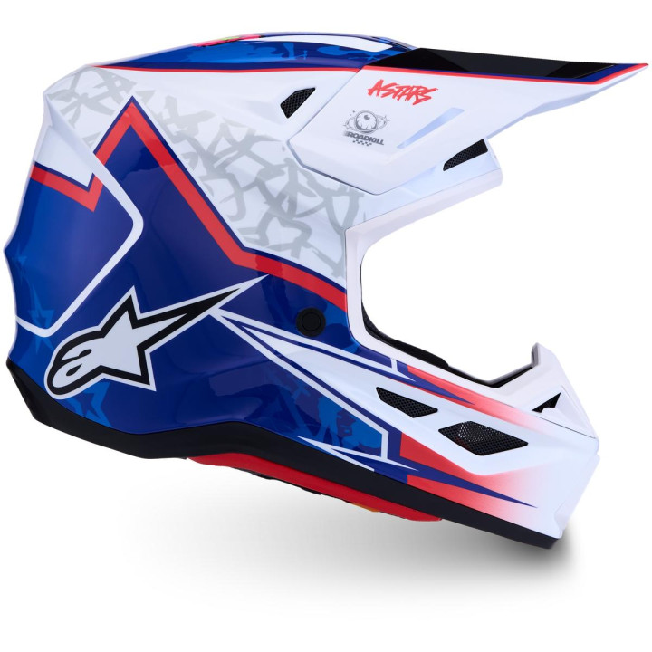 Casque Alpinestars s-m7 blaster blanc/bleu | Oxmoto
