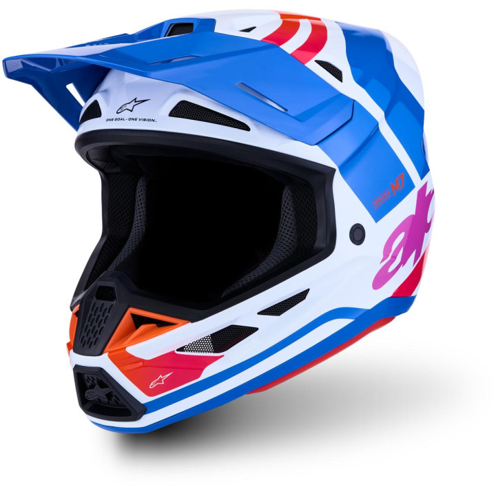 Casque Alpinestars s-m7 core blanc/bleu | Oxmoto