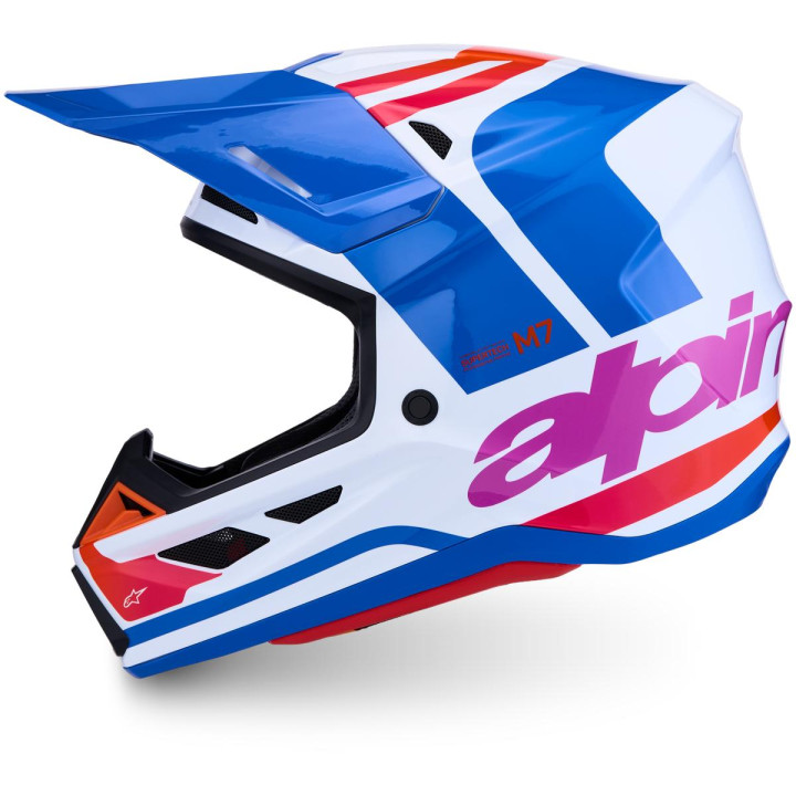 Casque Alpinestars s-m7 core blanc/bleu | Oxmoto