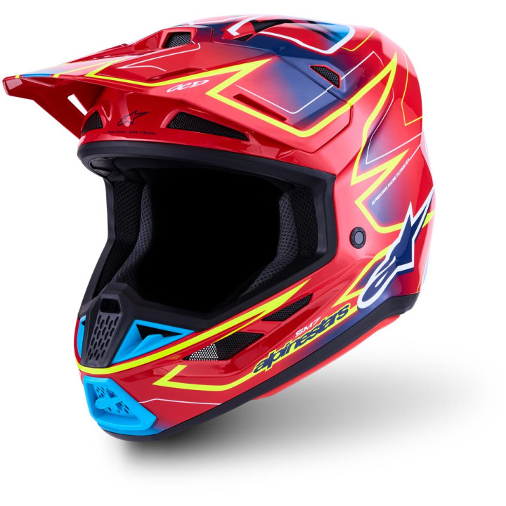Casque Alpinestars s-m7 cast rouge/jaune | Oxmoto