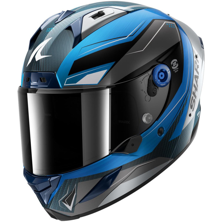 Casque intégral SHARK aeron mekarium carbone bleu argent 2026