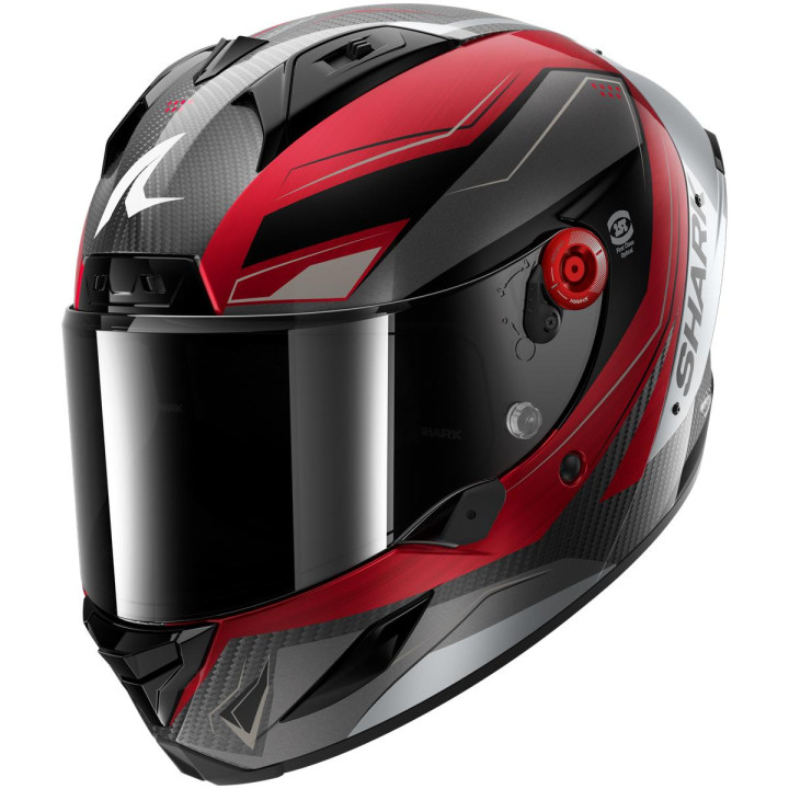Casque intégral SHARK aeron mekarium carbone rouge argent 2026