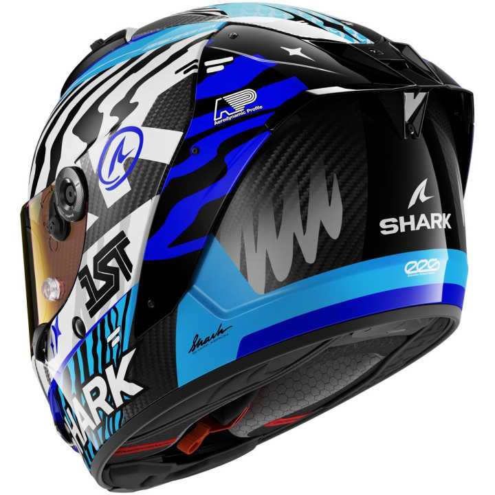 Casque intégral SHARK aeron speed-fancy carbone blanc bleu 2026