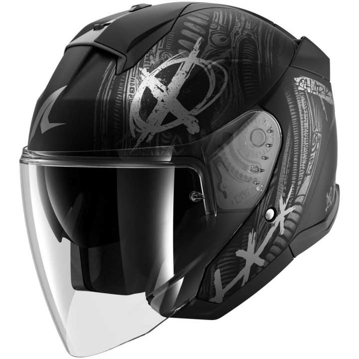 Casque jet SHARK skwal jet shiever noir anthracite argent 2026