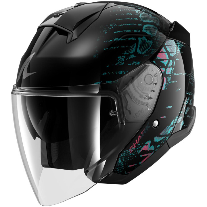 Casque jet SHARK skwal jet reptaia noir violet 2026 | Oxmoto