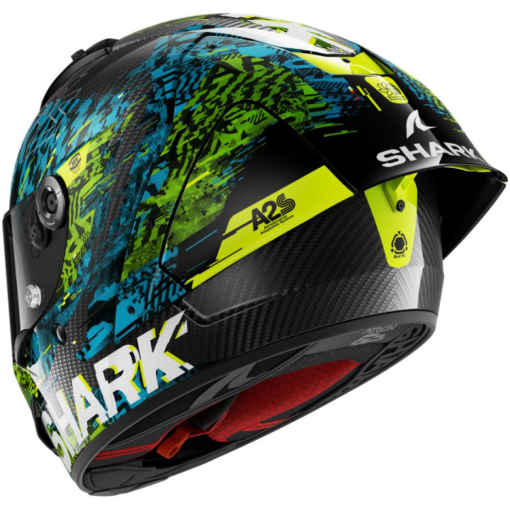 Casque intégral SHARK aeron-gp fim racing #2 speed-vib carbone bleu vert 2026