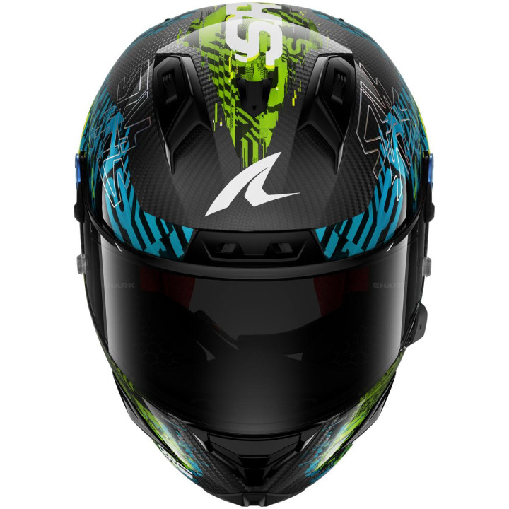 Casque intégral SHARK aeron-gp fim racing #2 speed-vib carbone bleu vert 2026