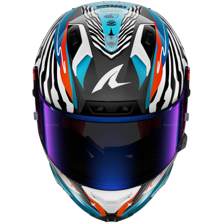 Casque intégral SHARK aeron-gp fim racing #2 speed-fancy carbone blanc bleu 2026