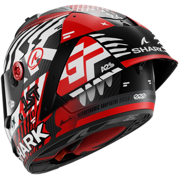 Casque intégral SHARK aeron-gp fim racing #2 speed-fancy carbone blanc rouge 2026