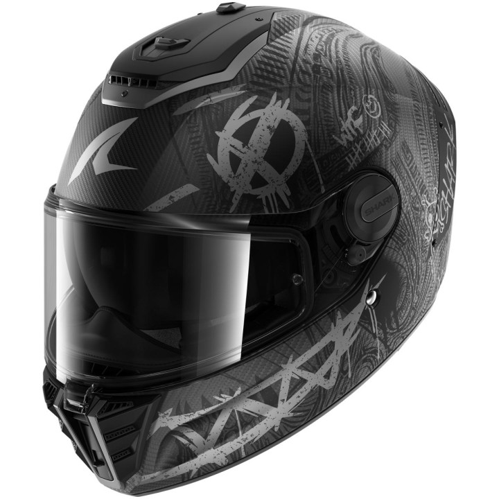Casque intégral SHARK spartan rs carbon shiever carbone anthracite argent 2026