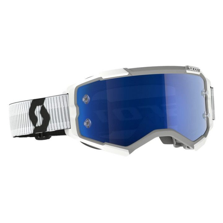 Masque Scott fury - white écran blue chrome works | Oxmoto