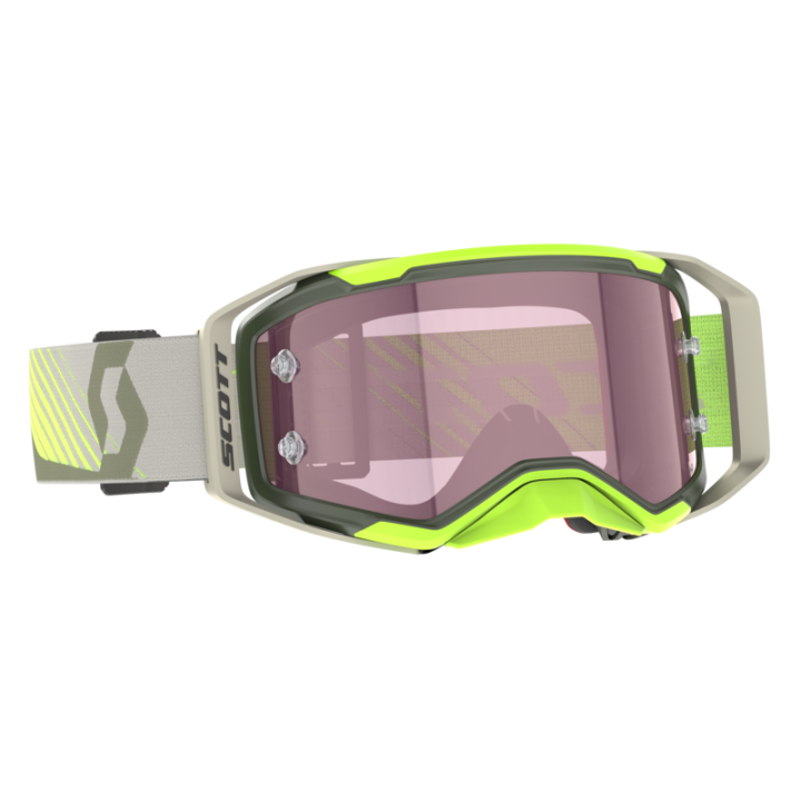 Masque Scott prospect 2.0 amp kaki green/neon yellow - écran rose