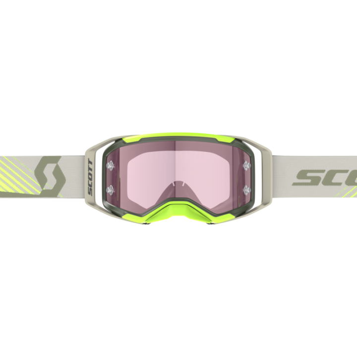 Masque Scott prospect 2.0 amp kaki green/neon yellow - écran rose