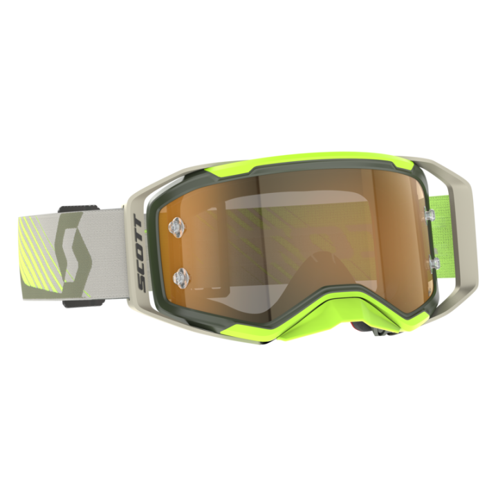 Masque Scott prospect 2.0 amp chrome kaki green/neon yellow - écran or chromé