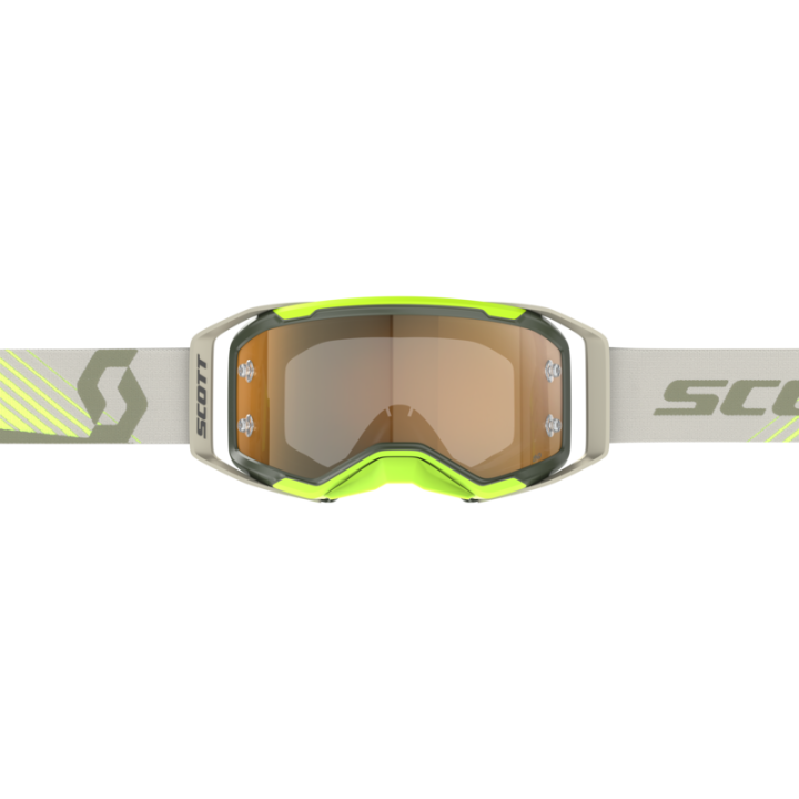 Masque Scott prospect 2.0 amp chrome kaki green/neon yellow - écran or chromé