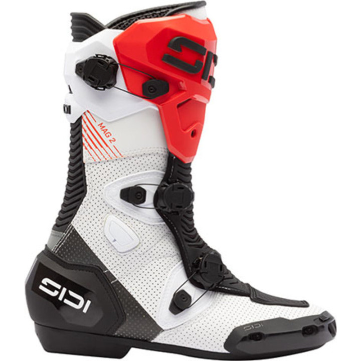 Bottes Sidi mag-2 air - blanc/noir/rouge | Oxmoto
