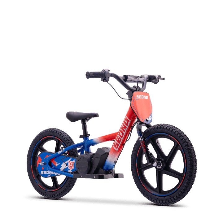 Draisienne SEDNA mx16 bleu/blanc/rouge + casque KENNY