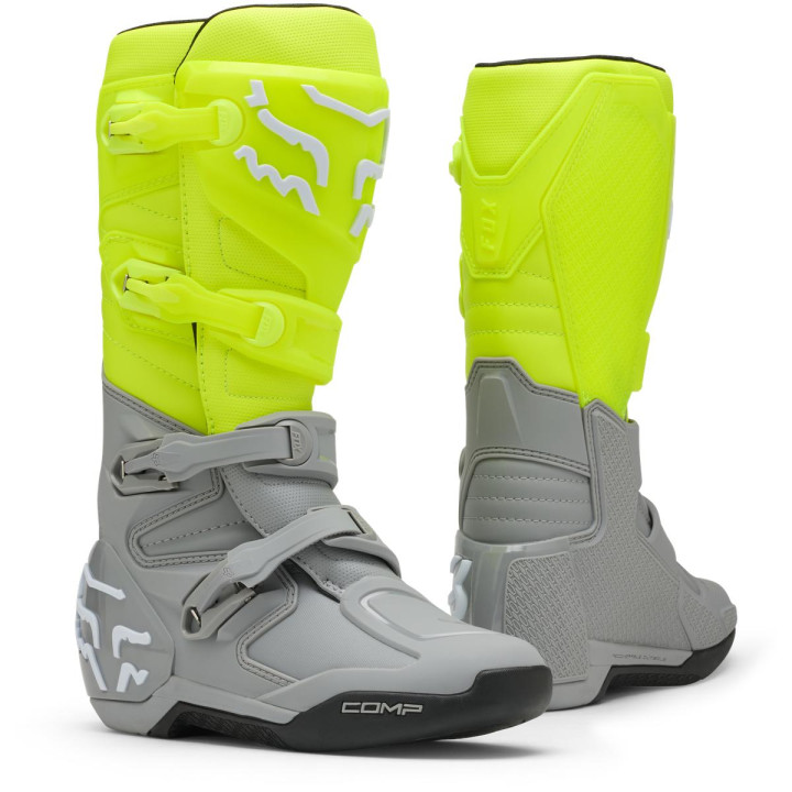 Bottes FOX comp jaune/gris | Oxmoto