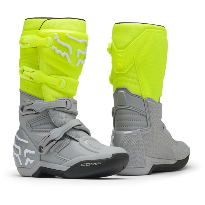 Bottes enfant FOX comp jaune/gris | Oxmoto