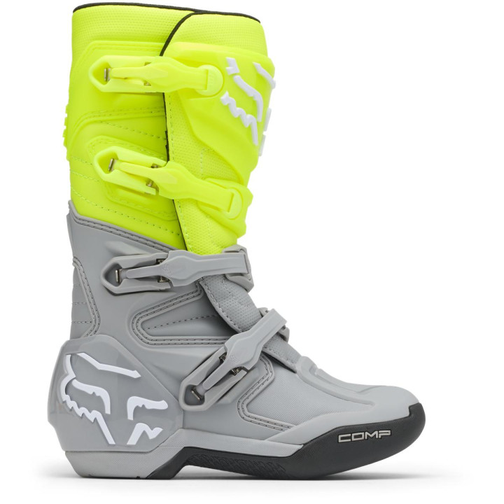 Bottes enfant FOX comp jaune/gris | Oxmoto