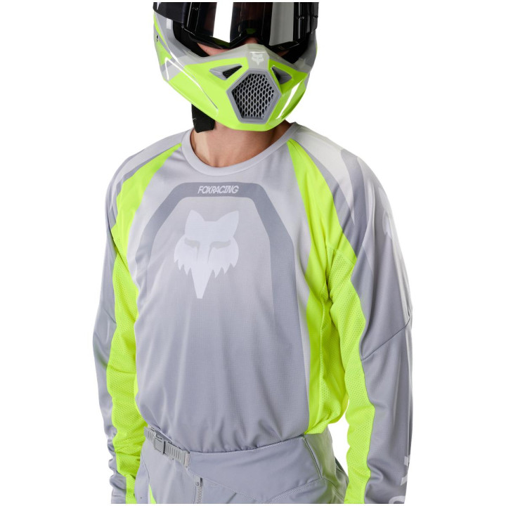 Maillot FOX 180 frame gris/jaune | Oxmoto