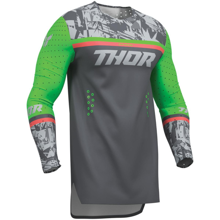 Maillot Thor sportmode punkd gris/vert | Oxmoto