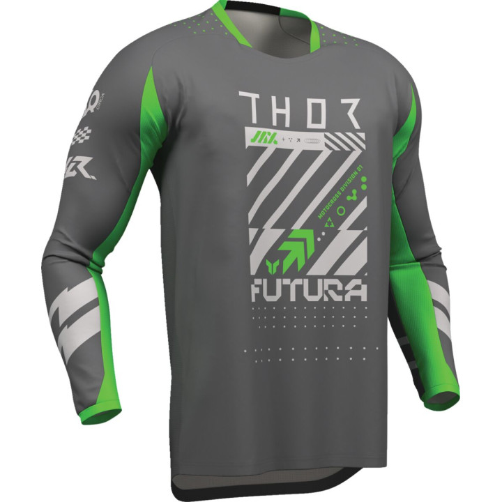 Maillot Thor launchmode futura gris/vert 29108418 | Oxmoto
