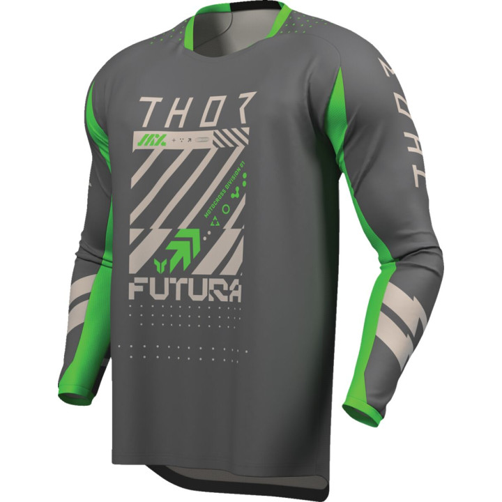 Maillot Thor launchmode futura gris/vert 29108418 | Oxmoto